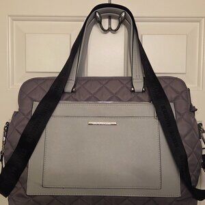 Steve Madden Quilted Gray Messenger / Laptop Tote Bag Removable Shoulder Strap